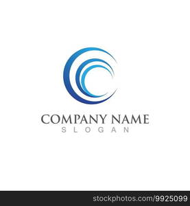 C Water wave icon vector design logo