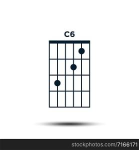 C6, Basic Guitar Chord Chart Icon Vector Template