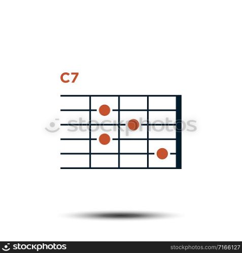 C7, Basic Guitar Chord Chart Icon Vector Template