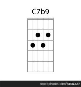 C7b9 guitar chord icon vector illustration design