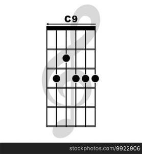 C9  guitar chord icon. Basic guitar chord vector illustration symbol design