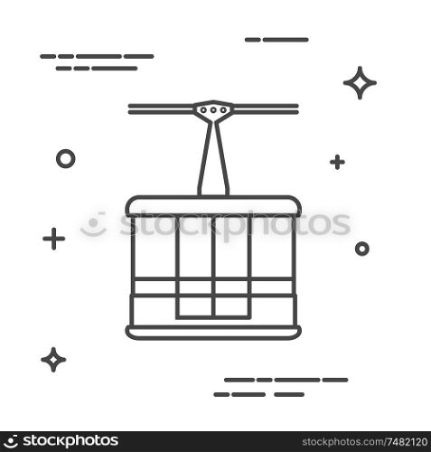 Cab of the cable car in a linear style. Line icon. Isolated on white background. Vector illustration.