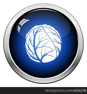 Cabbage icon. Glossy Button Design. Vector Illustration.
