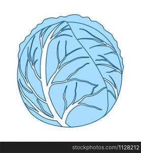 Cabbage Icon. Thin Line With Blue Fill Design. Vector Illustration.