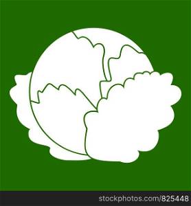 Cabbage icon white isolated on green background. Vector illustration. Cabbage icon green