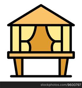 Cabin icon outline vector. Forest house. Beach sw&color flat. Cabin icon vector flat