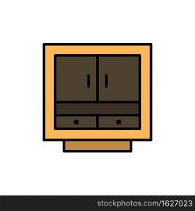 Cabinet, Business, Drawer, Files, Furniture, Office, Storage  Flat Color Icon. Vector icon banner Template