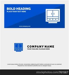 Cabinet, Business, Drawer, Files, Furniture, Office, Storage SOlid Icon Website Banner and Business Logo Template