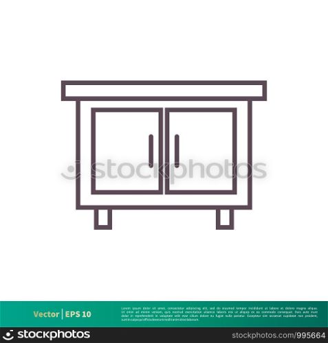 Cabinet Drawer Interior Icon Vector Logo Template Illustration Design. Vector EPS 10.