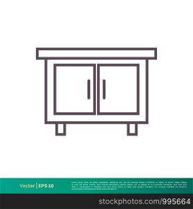 Cabinet Drawer Interior Icon Vector Logo Template Illustration Design. Vector EPS 10.