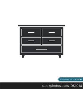 Cabinet Drawers Icon Vector Template Illustration Design