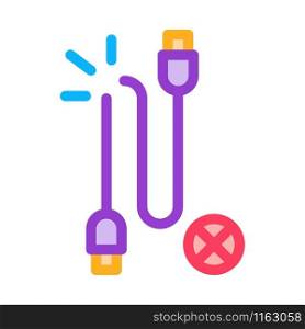 Cable Breakdown Icon Vector. Outline Cable Breakdown Sign. Isolated Contour Symbol Illustration. Cable Breakdown Icon Vector Outline Illustration