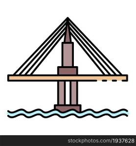 Cable bridge icon. Outline cable bridge vector icon color flat isolated. Cable bridge icon color outline vector
