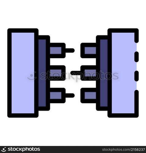 Cable connection icon. Outline cable connection vector icon color flat isolated. Cable connection icon color outline vector