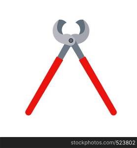 Cable cutter industrial instrument flat illustration device vector icon. Technician engineering supply hand tool
