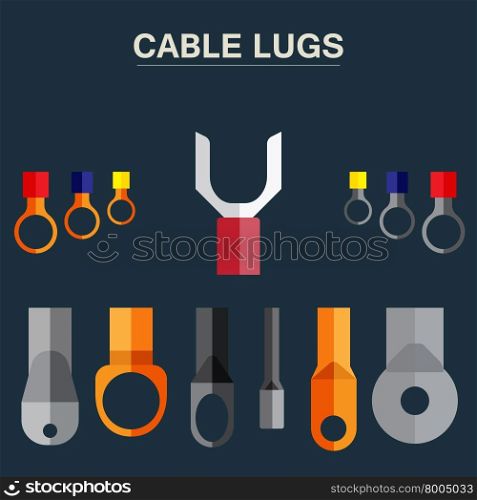 Cable tip - copper, aluminium for connection of electric wires. A poster with the image of cable tips.
