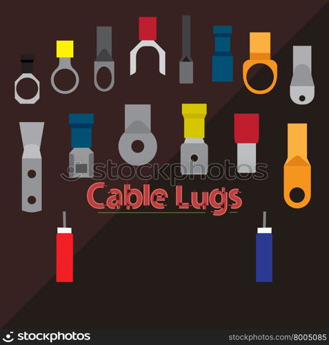 Cable tip - copper, aluminium for connection of electric wires. A poster with the image of cable tips.