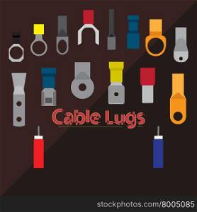 Cable tip - copper, aluminium for connection of electric wires. A poster with the image of cable tips.