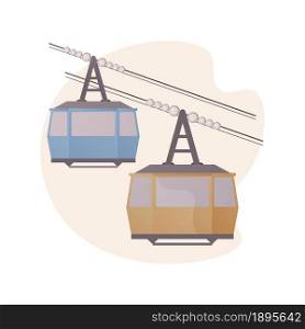 Cable transport abstract concept vector illustration. Cable ways, transport modes, ev electric car bus, old funicular, trolleybus, carrying tourists, ski slopes, close up cabine abstract metaphor.. Cable transport abstract concept vector illustration.