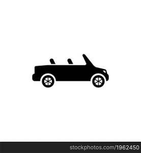 Cabriolet. Flat Vector Icon. Simple black symbol on white background. Cabriolet Flat Vector Icon