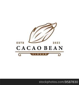 Cacao Bean Logo, Premium Design Fresh Organic Garden Plant Seed Simple Minimalist