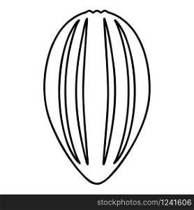 Cacao bob pod Cocoa fruit peel Chocolate seeds icon outline black color vector illustration flat style simple image. Cacao bob pod Cocoa fruit peel Chocolate seeds icon outline black color vector illustration flat style image
