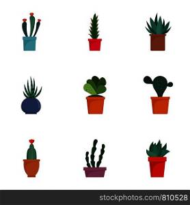 Cacti icon set. Flat set of 9 cacti vector icons for web design. Cacti icon set, flat style