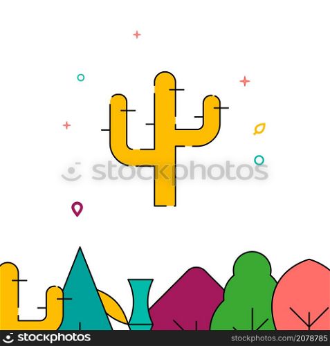 Cactus, desert tree filled line vector icon, simple illustration, forest, garden related bottom border.. Cactus, desert tree filled line icon, simple vector illustration