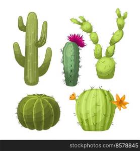 cactus dessert set cartoon. desert flower, western plant, cacti succulent, organic cactus dessert vector illustration. cactus dessert set cartoon vector illustration