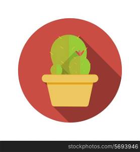 Cactus Flat Design Concept Icon Vector Illustration With Long Shadow. EPS10