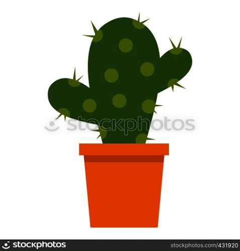 Cactus flower in pot icon flat isolated on white background vector illustration. Cactus flower in pot icon isolated