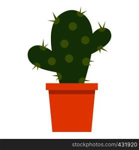 Cactus flower in pot icon flat isolated on white background vector illustration. Cactus flower in pot icon isolated