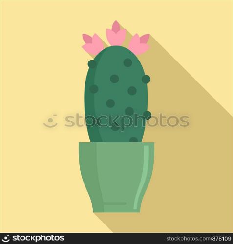 Cactus flower pot icon. Flat illustration of cactus flower pot vector icon for web design. Cactus flower pot icon, flat style