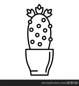 Cactus flower pot icon. Outline cactus flower pot vector icon for web design isolated on white background. Cactus flower pot icon, outline style