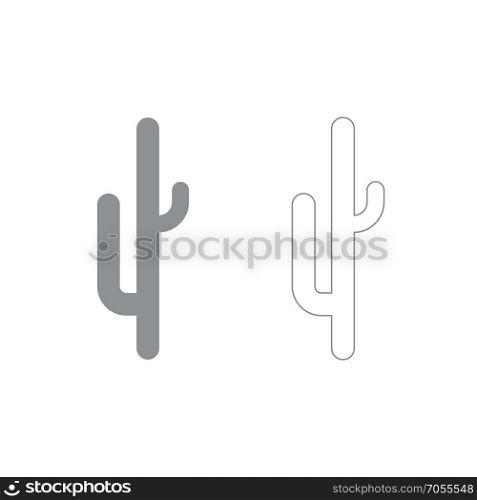 Cactus grey set icon .