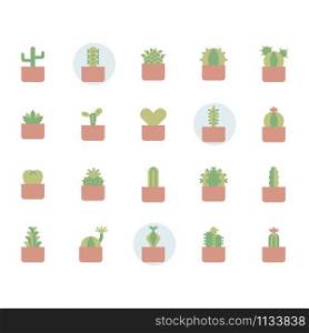 Cactus icon and symbol set in flat design