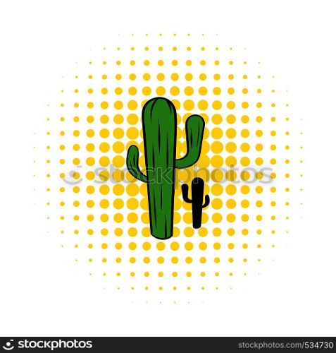 Cactus icon in comics style on a white background. Cactus icon in comics style