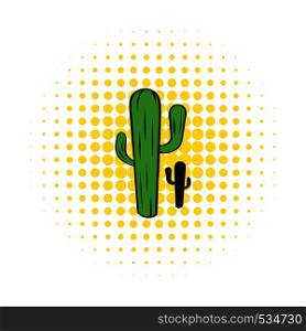 Cactus icon in comics style on a white background. Cactus icon in comics style