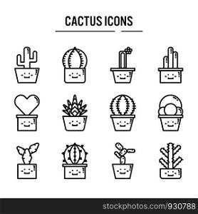 Cactus icon in outline design for web design , infographic , presentation , mobile application - Vector illustration
