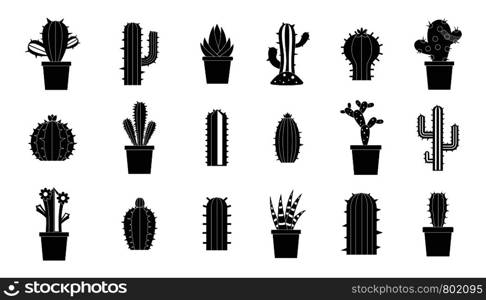 Cactus icon set. Simple set of cactus vector icons for web design isolated on white background. Cactus icon set, simple style
