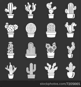 Cactus icons set vector white isolated on grey background . Cactus icons set grey vector