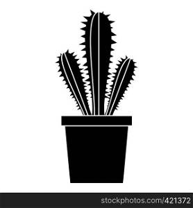 Cactus in flower pot icon. Simple illustration of cactus in flower pot vector icon for web. Cactus in flower pot icon, simple style