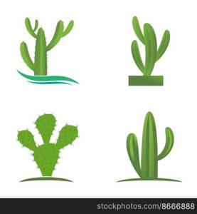 Cactus in flowerpot logo Vector illustration