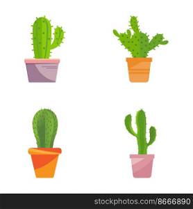 Cactus in flowerpot logo Vector illustration