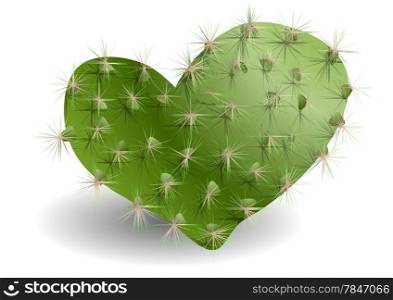 cactus in form of heart on a white backgroun