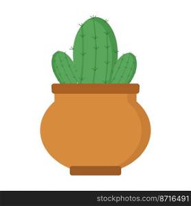 Cactus in pot made in simple style. Vector isolated image for design of site about plants or clipart. Cactus in pot made in simple style