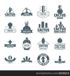 Cactus logo icons set. Simple illustration of 16 cactus logo vector icons for web. Cactus logo icons set, simple style