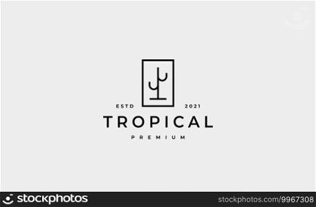 cactus minimal logo design vector