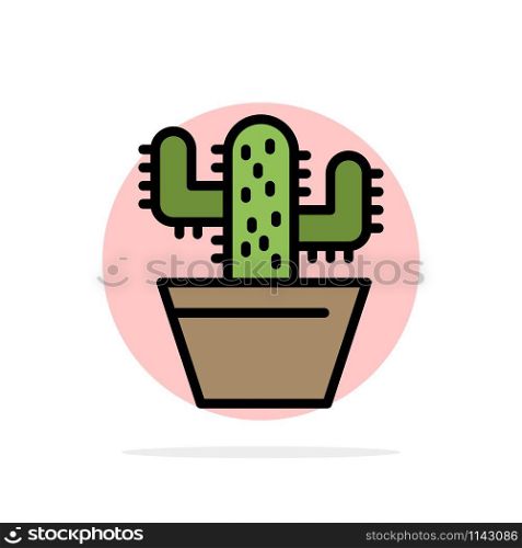 Cactus, Nature, Pot, Spring Abstract Circle Background Flat color Icon