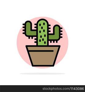 Cactus, Nature, Pot, Spring Abstract Circle Background Flat color Icon
